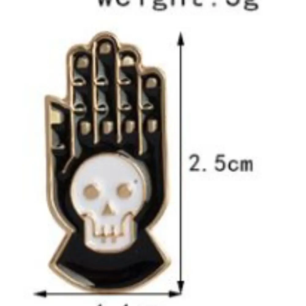 Black Hand White Skull Pin Brooch